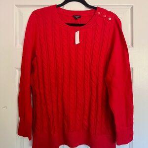 NWT Red Cable Knit Talbots Sweater
